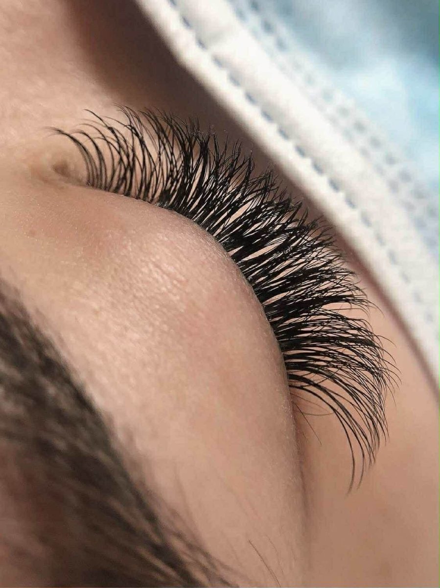Volume lash extensions side view